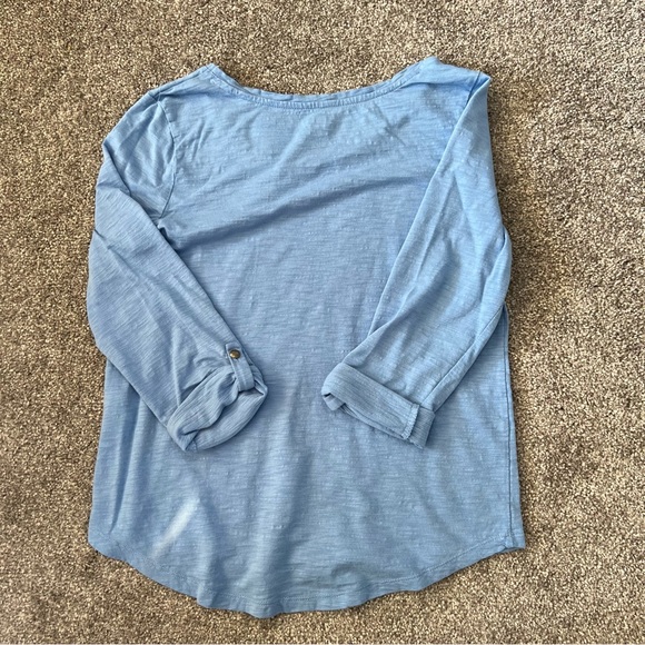 Chicos blouse womens medium 1 bule 3/4 sleeve scoop neck the ultimate tee casual - Picture 4 of 9